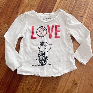 Baby Gap + Peanuts LOVE Long Sleeve Tee Size 3 Years